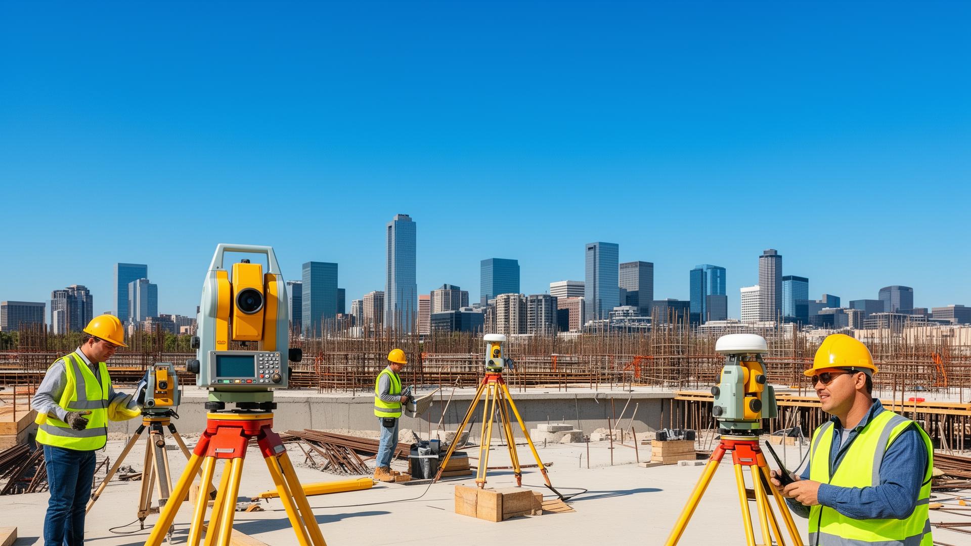 Civil engineering survey equipment at construction site